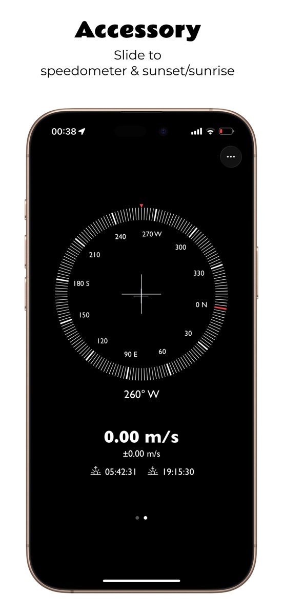 Speed, sunrise, and sunset information