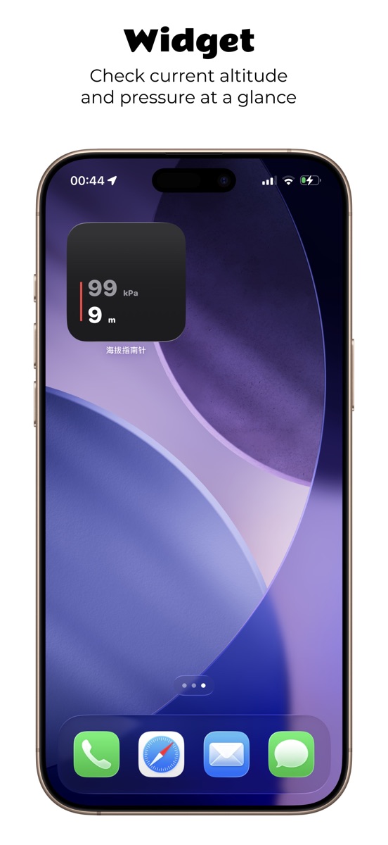Home Screen widget showing altitude and pressure